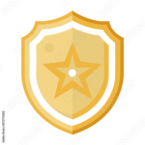 Classic gold police badge vector illustration, ideal for law enforcement, security services, and patriotic-themed sticker collections or official-looking visuals