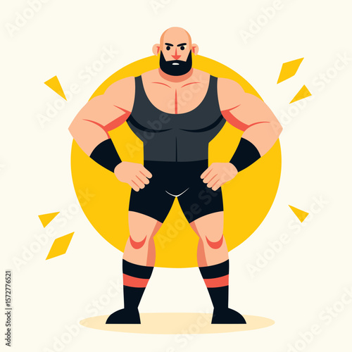 Bold business character of a muscular man standing strong, representing confidence, leadership, and bullish momentum in investment and trading sticker collections