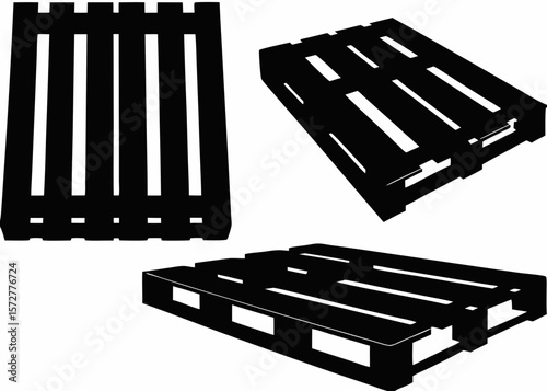 Minimalist isometric wooden pallet illustration – symbolic for portfolio assets or stock trading balance visuals