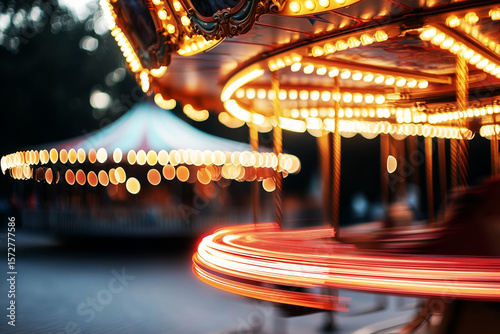 AI Image. Motion blur of the Carousel at night