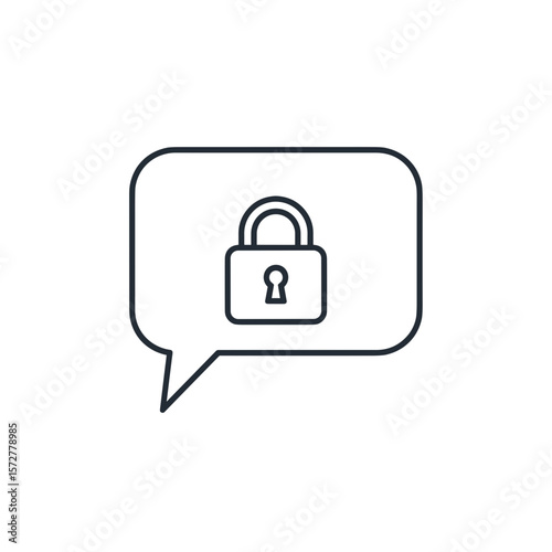 Lock symbol inside speech bubble for secure messaging concept  