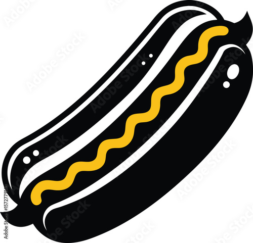 hot dog vector black silhouette illustration on white