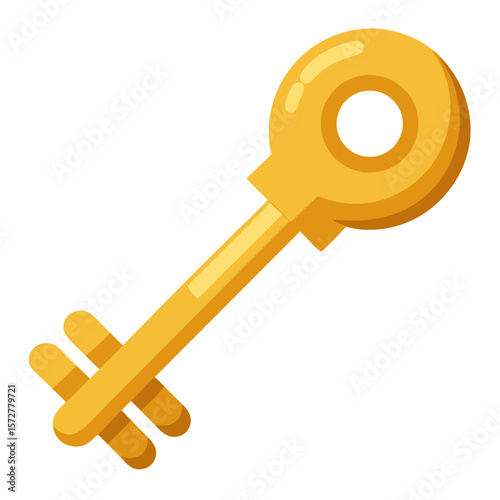 Golden key isolated on white background for security or access concept illustration