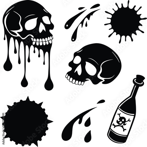 "Toxic Slime, Ink Drips and Horror Silhouettes – Vector Isolated Design"
