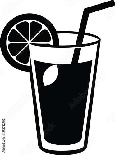 lemonade glass vector high quality black silhouette