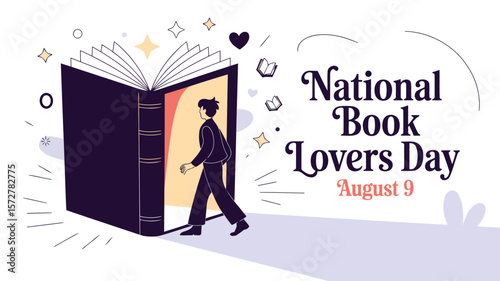 National book lovers day august ninth celebration reading literature bookworm holiday event design