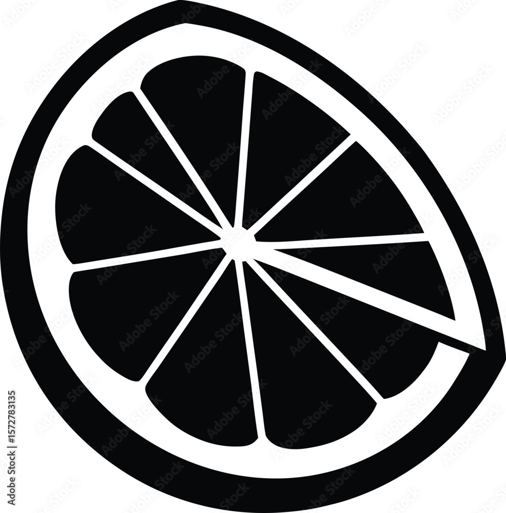 Fototapeta premium lemon slice vector high quality black silhouette