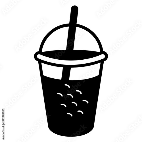 Glass of milk with straw on white background