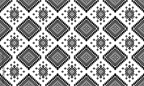 Southwest Native seamless pattern ethnic tribal Aztec geometric Navajo Native American fabric black and white design vector for textile print