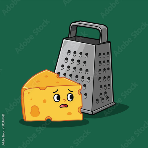 Funny Cartoon Cheese and Grater Clipart
