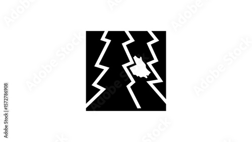 danger sign bears in forest, black isolated silhouette