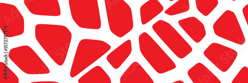 Red and white seamless geometric pattern vector set. Irregular repeating backgrounds for web tiles, science, and interior design. Collection of polygonal voronoi line cell template backgrounds.