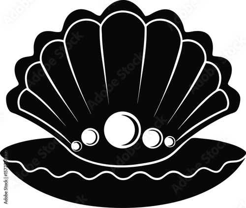 shell with pearls vector high quality black silhouette