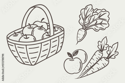 A basket of apples and fresh carrots for a healthy harvest