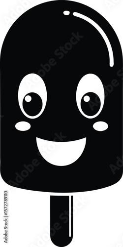 smiling popsicle vector black silhouette illustration