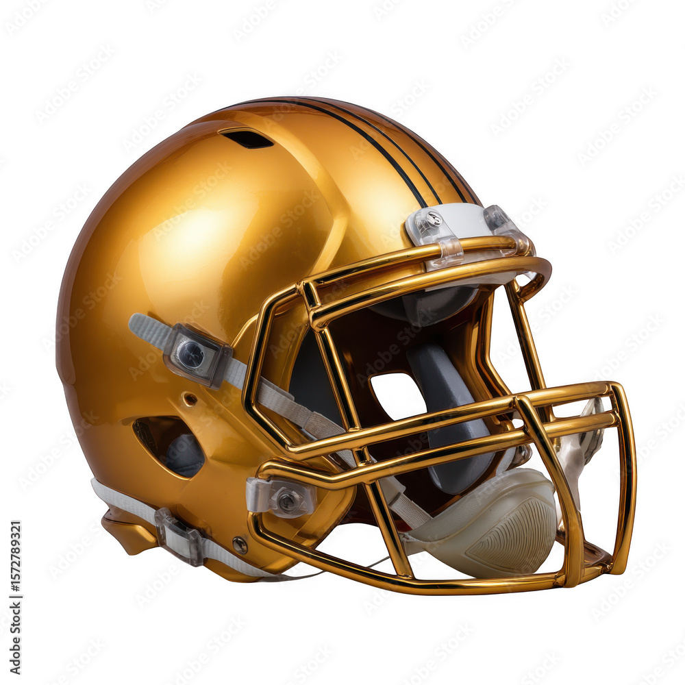 Fototapeta premium Golden american football helmet equipment sport isolated on transparent background