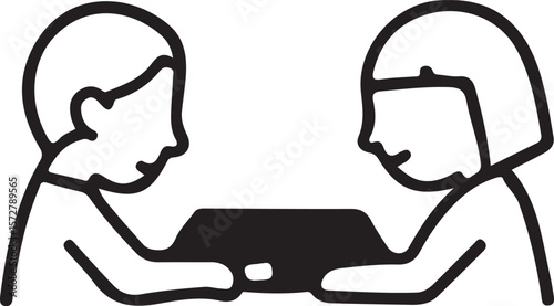 Cartoon vector illustration of business people, a man sitting on a chair and a woman using a phone in an office