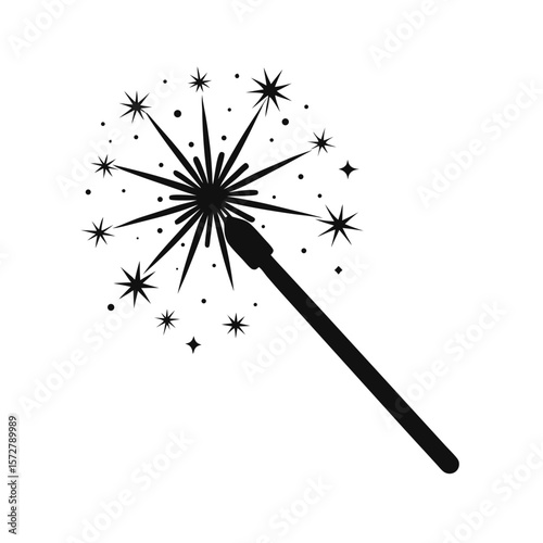 sparkler vector black silhouette illustration on white