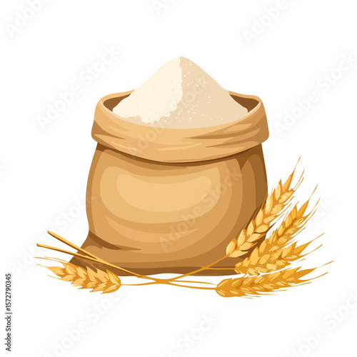 Bag of Flour Isolated on a Transparent Background