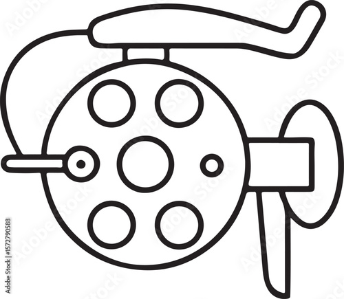 Fishing Reel With Handle Black Vector Icon, Sport Fishing Gear, Rotating Spool, Editable Clean Design, Angler Equipment, Flat Outdoor Theme