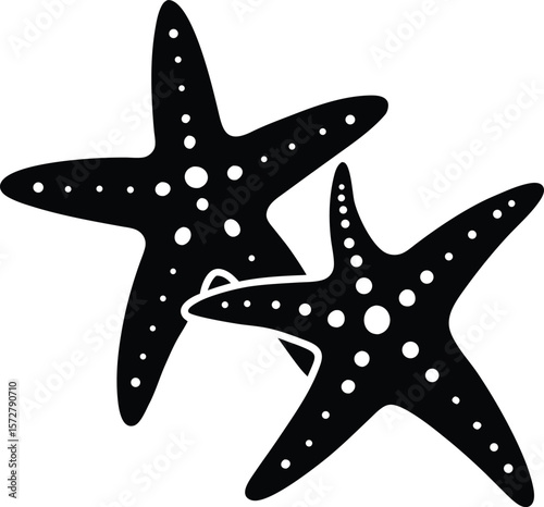 starfish pair vector high quality black silhouette