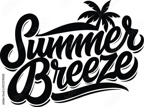 summer breeze text vector high quality black silhouette