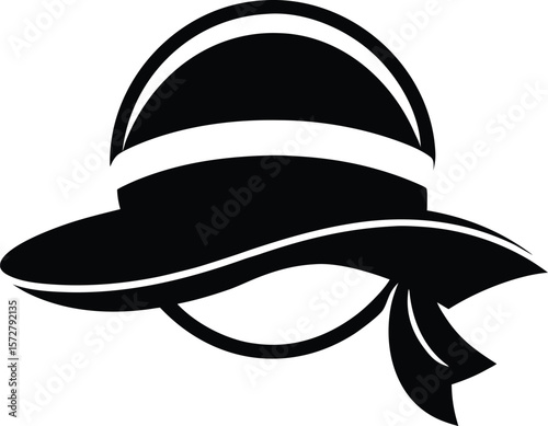 sun hat with ribbon vector high quality black silhouette
