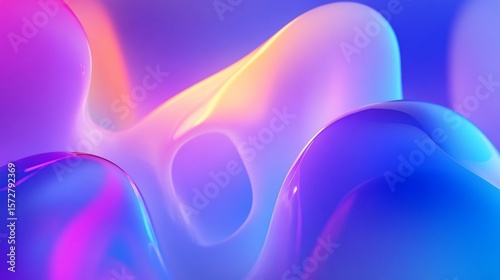 Gradient fluidity background, shimmering chromatic aberration and curved forms