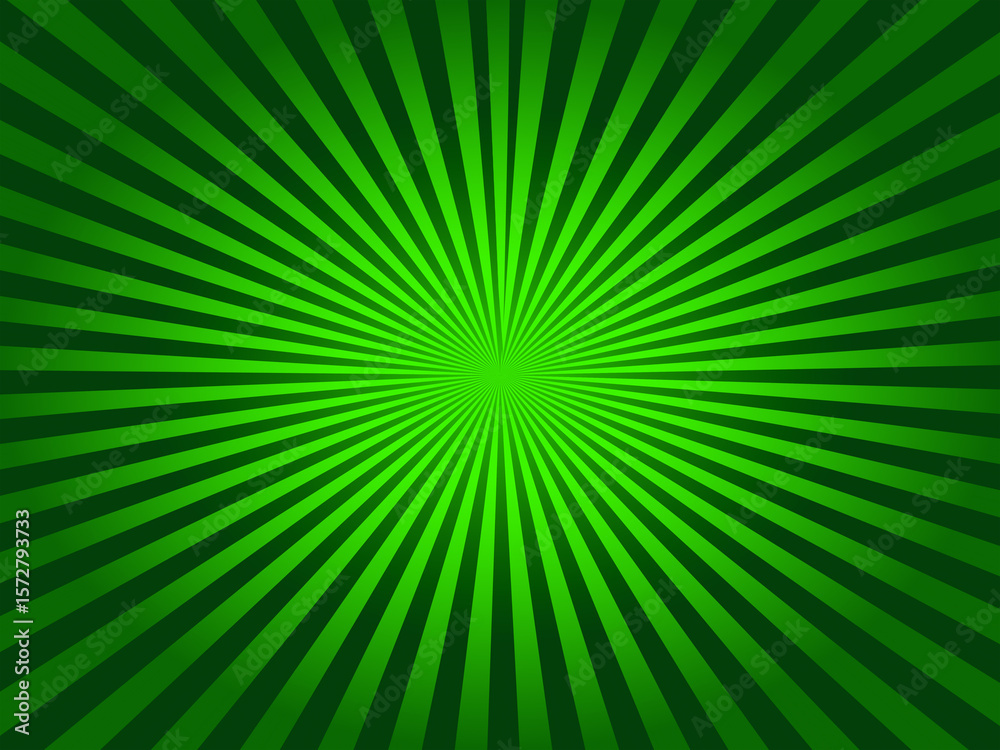Fototapeta premium Green Radial Sunburst Background or Abstract Green Sun Rays Backdrop