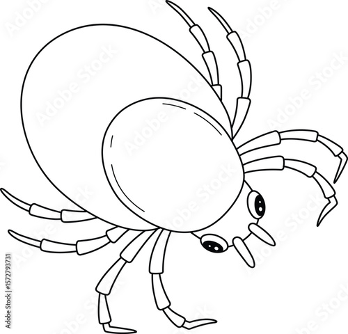 Insect Tick Animal Isolated Coloring Page for Kids