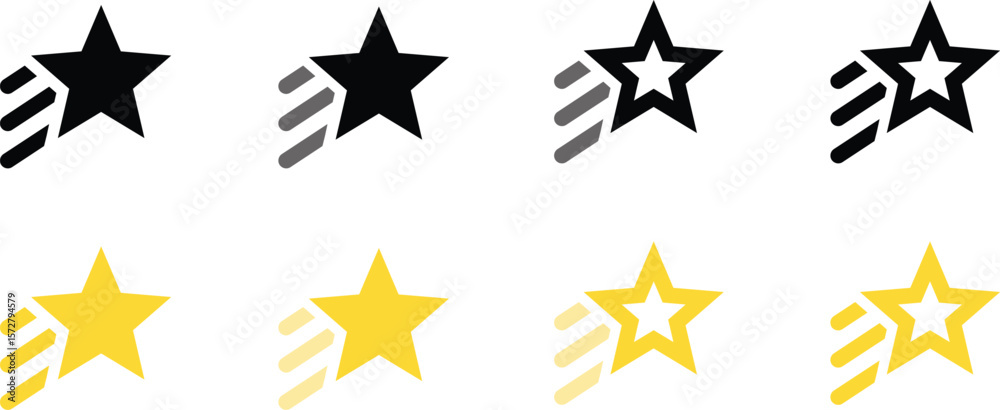 Obraz premium Star Rating Icons with Speed Effect – Solid & Line Variants