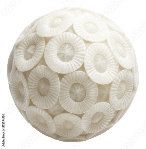 Coccolithophore with spherical cell covered in overlapping calcite plates