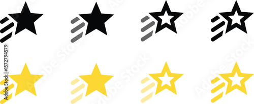 Star Rating Icons with Speed Effect – Solid & Line Variants