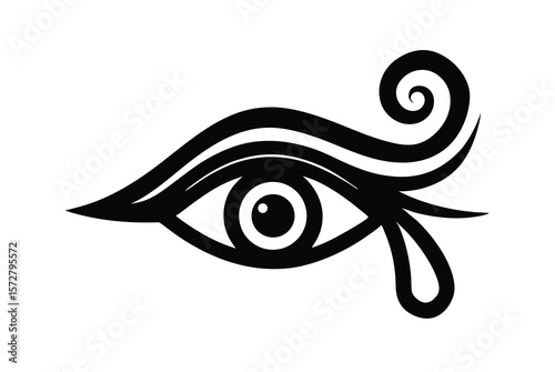 Curved ornamental Eye of Horus design elegant ancient symbol vector art illustration