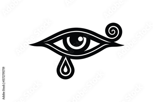 Decorative Egyptian Eye of Horus with detailed carving ancient art vector art illustration