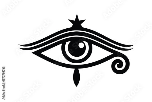 Decorative Eye of Horus with cosmic elements mystical celestial vector art illustration