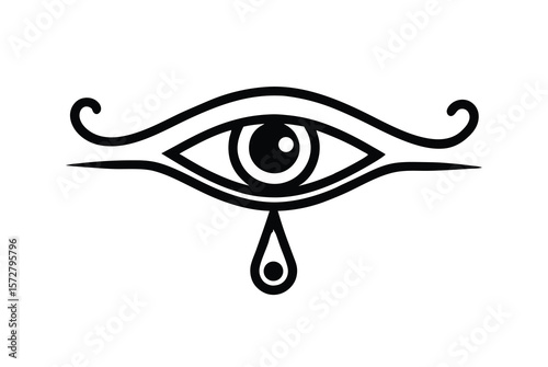 Decorative Eye of Horus with sacred symbols spiritual emblem vector art illustration