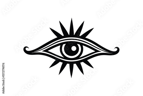 Eye of Horus with ornamental sunburst details radiant ancient symbol vector art illustration