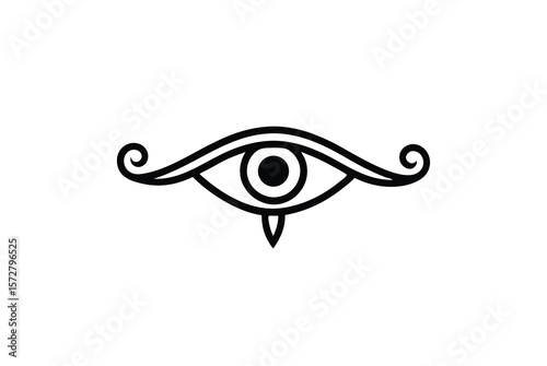 Gold accented Eye of Horus with ornate lines luxurious ancient vector art illustration