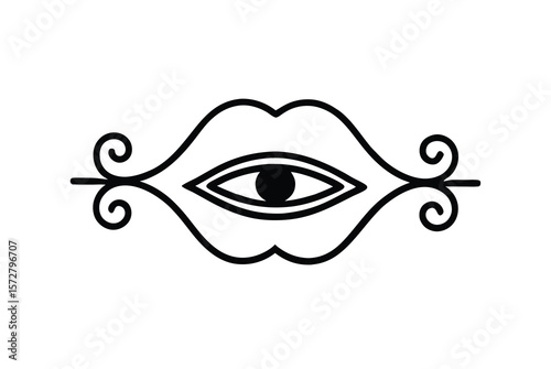 Hieroglyphic Eye of Horus with ornate frame ancient Egyptian art vector art illustration