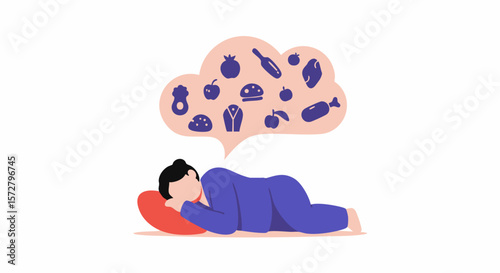 Hungry Dreams: Man Imagining Delicious Food