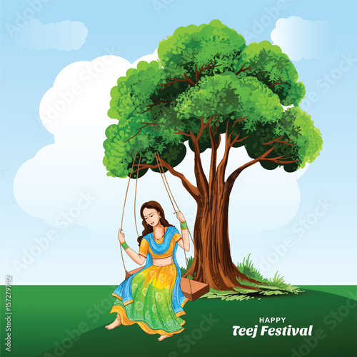 Happy hariyali teej indian festival card background