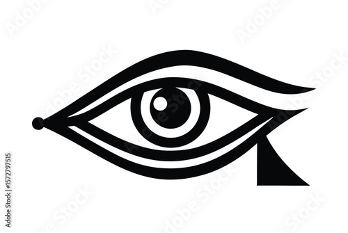 Sacred Eye of Horus with Egyptian gold trim luxurious ancient vector art illustration