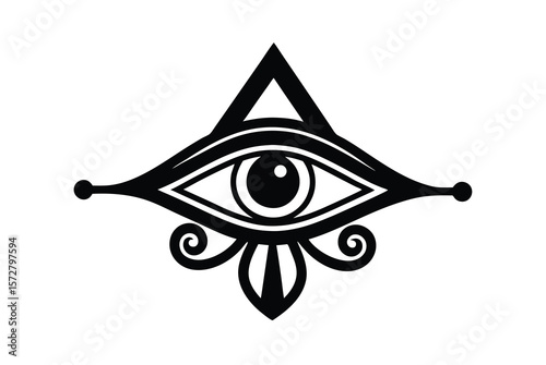 Sacred Eye of Horus with vintage ornaments nostalgic charm vector art illustration