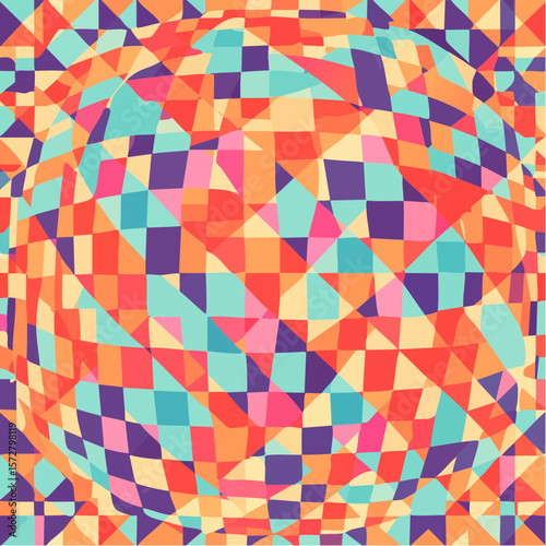 Wallpaper Mural Checkered glitch seamless pattern. 90s y2k optical illusion grid background. Distorted trippy checkerboard texture. Psychedelic geometric squares Torontodigital.ca