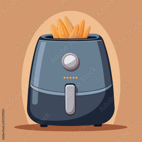 Modern Flat Design Illustration of an Air Fryer