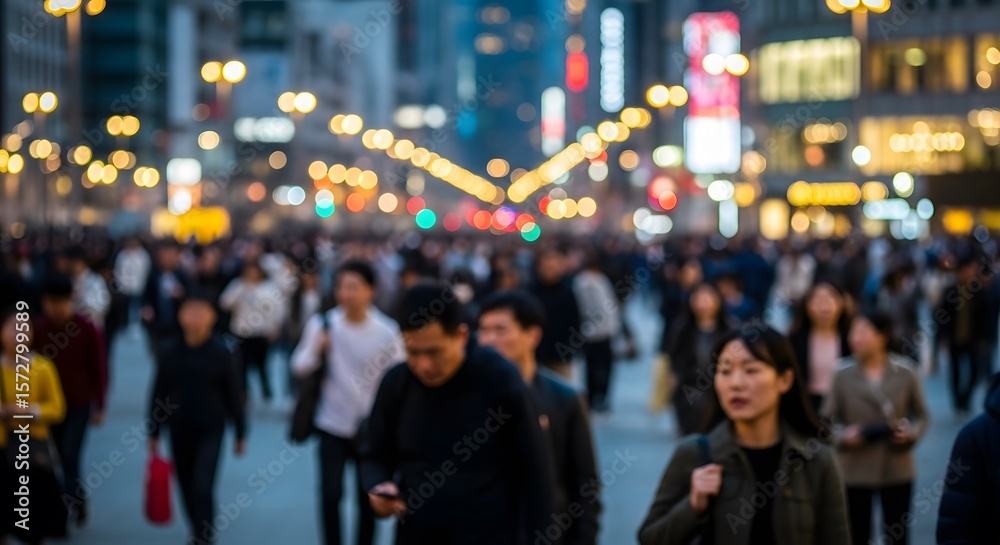 Fototapeta premium Crowd of People on City Street