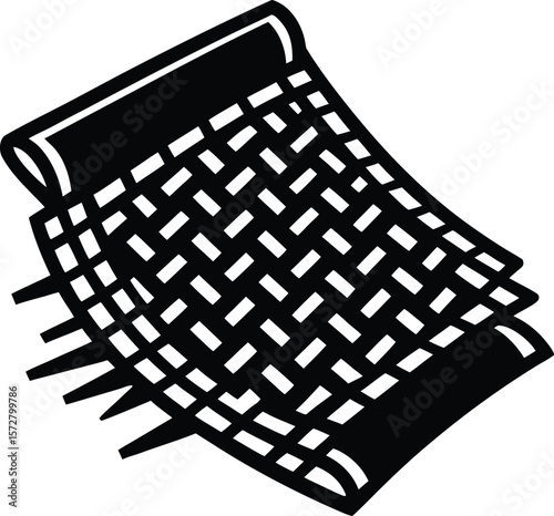 -woven-beach-mat-vector-high-quality-black-silhou