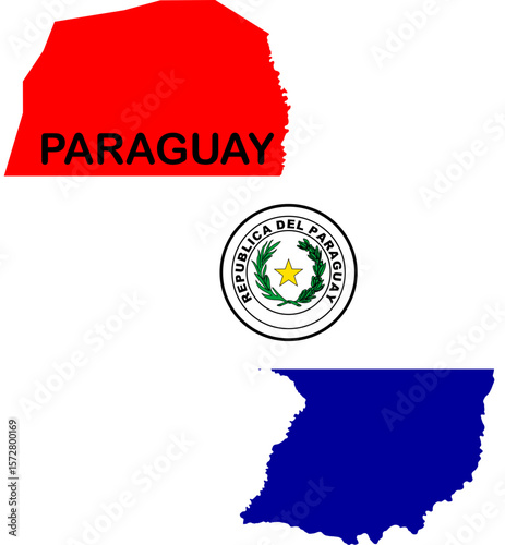 Paraguay Map and National Flag Design Illustration