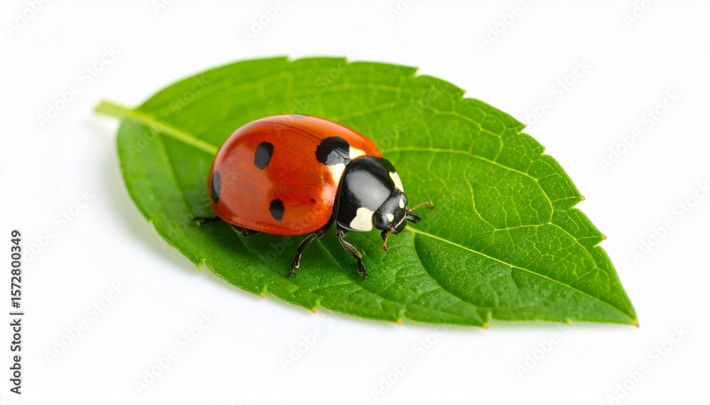 Fototapeta premium ladybug on green leaf